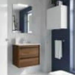 Conjunto Completo Mueble Attila De 2 Cajones, Lavabo De Porcelana, Espejo Y Aplique LED – Attila – Salgar