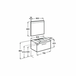 Conjunto Completo Mueble 1 Cajón + Lavabo + Espejo Luz Integrada (80 O 60 Cm) – Prisma – Roca