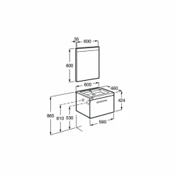Conjunto Completo Mueble 1 Cajón + Lavabo + Espejo Luz Integrada (80 O 60 Cm) – Prisma – Roca
