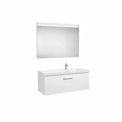 Conjunto Completo Mueble 1 Cajón + Lavabo + Espejo Con Luz Integrada (90 O 110 Cm) – Prisma – Roca