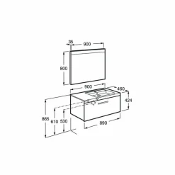 Conjunto Completo Mueble 1 Cajón + Lavabo + Espejo Con Luz Integrada (90 O 110 Cm) – Prisma – Roca
