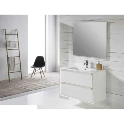Conjunto De Baño Mueble Suspendido + Lavabo Ceramica + Espejo – Melanie – Jumar
