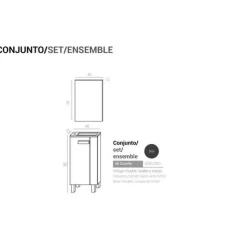 Conjunto De Baño Para Espacios Reducidos 40×22 Cm Gris Brillo – Camille – Muebles Jumar