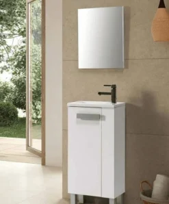 Conjunto De Baño Para Espacios Reducidos 40×22 Cm Blanco Brillo – Camille – Muebles Jumar