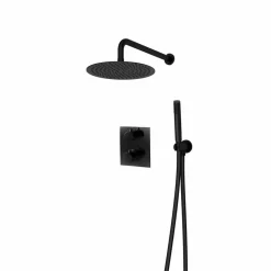 Conjunto De Baño-ducha Termostático Empotrable Atlantis Redondo Negro – K130047416 – Galindo – LuxCover