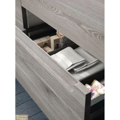 Conjunto De Mueble Suspendido (mueble Dos Cajones + Puerta) Acabado Pino Bahia Con Lavabo Sobre Encimera – Monterrey – Salgar