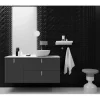 Conjunto Mueble 2 Cajones Y 1 Puerta Izquierda Con Tapa Solid Y De Porcelana – UniiQ – Antracita Mate – Salgar
