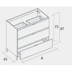 Conjunto Mueble A Suelo 3 Cajones Con Encimera Quadra Life SolidCoat Surface – Serie Life – Baños10
