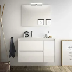 Conjunto Mueble De Baño 2 Cajones Y 1 Puerta Derecha Lavabo Espejo Aplique 84,8 Cm- Noja – Salgar