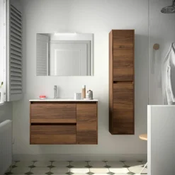 Conjunto Mueble De Baño 2 Cajones Y 1 Puerta Derecha Lavabo Espejo Aplique 84,8 Cm- Noja – Salgar
