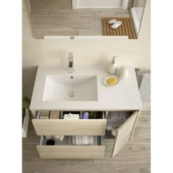 Conjunto Mueble De Baño 2 Cajones Y 1 Puerta Derecha Lavabo Espejo Aplique 84,8 Cm- Noja – Salgar