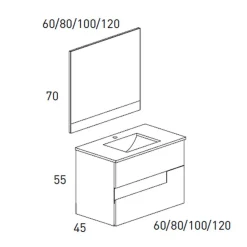 Conjunto Mueble De Baño 2 Cajones + Lavabo + Espejo – Vision – Visobath