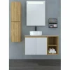 Conjunto Mueble De Baño Suspendido 2 Puertas Y Modulo 2 Huecos Unidos Por Tapa Quadra SolidCoat Surface Con Lavabo Sobre Encimera Solid Surface Kaury – Serie Life – Baños10