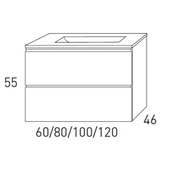 Conjunto Mueble De Baño Suspendido 2 Cajones + Lavabo De Porcelana Flat – Granada – Visobath