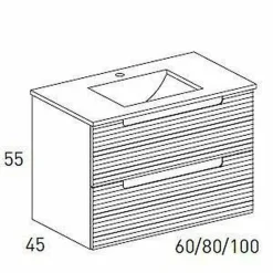 Conjunto Mueble De Baño Suspendido 2 Cajones + Lavabo Cerámico Flat/Ada – Kyoto – Visobath