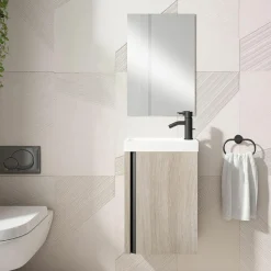 Conjunto Mueble Suspendido + Lavabo + Espejo Fondo Reducido De 40 Cm – Lagos – Visobath