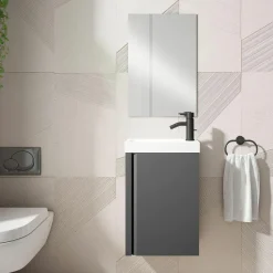 Conjunto Mueble Suspendido + Lavabo + Espejo Fondo Reducido De 40 Cm – Lagos – Visobath
