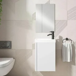 Conjunto Mueble Suspendido + Lavabo + Espejo Fondo Reducido De 40 Cm – Lagos – Visobath