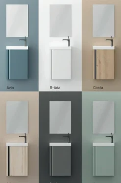 Conjunto Mueble Suspendido + Lavabo + Espejo Fondo Reducido De 40 Cm – Lagos – Visobath