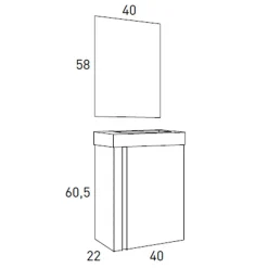 Conjunto Mueble Suspendido + Lavabo + Espejo Fondo Reducido De 40 Cm – Lagos – Visobath