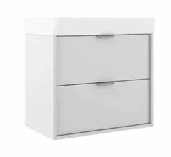 Conjunto Mueble Suspendido 2 Cajones + Lavabo Ceramico Midi Con Fondo Reducido 35,5 Cm – Midi – Visobath