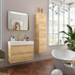 Conjunto Mueble Suspendido 2 Cajones Con Lavabo Toscana Y Toallero Lateral – Monterrey – Salgar