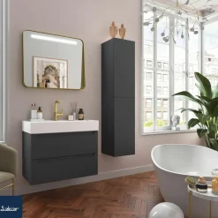 Conjunto Mueble Suspendido 2 Cajones Con Lavabo Toscana Y Toallero Lateral – Monterrey – Salgar