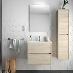 Conjunto Mueble Suspendido 2 Cajones Y Lavabo De Porcelana – Noja – Salgar
