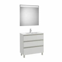 Conjunto Pack Mueble Base Compacto De Tres Cajones, Lavabo Y Espejo LED – The Gap – Roca