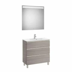 Conjunto Pack Mueble Base Compacto De Tres Cajones, Lavabo Y Espejo LED – The Gap – Roca