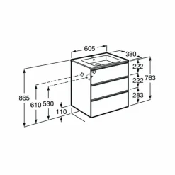 Conjunto Unik Mueble Base Compacto De Tres Cajones Y Lavabo – The Gap – Roca