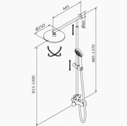 Ducha Monomando Con Columna Telescópica TL Con Rociador 250mm – GRB – Tender – 40465400