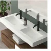 Encimera Suspendida SolidCoat Surface Quadra Textura Silken 2 Senos Blanco – Baños10