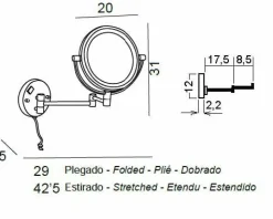 Espejo Aumento 5X Pared – L.Envej. Modelo Combis – 6348011 – Manillons Torrent