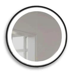 Espejo Circular Con Marco En Negro Y Luz Led – Manillons Torrent