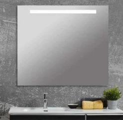 Espejo Con Luz Frontal Proyectada Con Una Franja En La Parte Superior Modelo Creta – DecorBath
