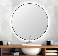 Espejo Redondo Con Marco Negro Retroiluminado Perimetralmente Modelo Aris – DecorBath