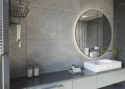 Espejo Redondo Con Marco Negro Retroiluminado Perimetralmente Modelo Aris – DecorBath