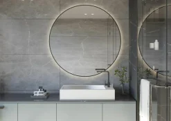 Espejo Redondo Con Marco Negro Retroiluminado Perimetralmente Modelo Aris – DecorBath