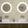 Espejo Redondo Retroiluminado Y Luz Frontal Perimetral Modelo Luna – DecorBath