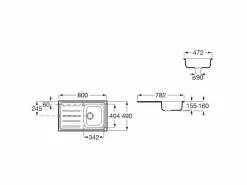 Fregadero De 1 Cubeta De Acero Inoxidable Y Escurridor A La Izquierda 800x490x160 Mm – Victoria – Roca – A874801A01