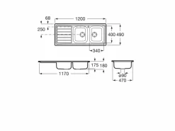 Fregadero De 2 Cubetas De Acero Inoxidable Y Escurridor A La Izquierda – Victoria – Roca – A874121A01