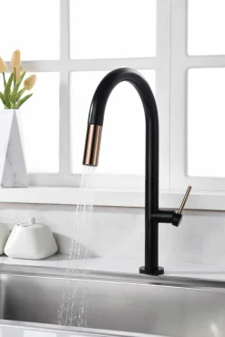 Grifería De Cocina Extraíble Samoa Negro Oro Rosa – GCE017/NOR – Imex