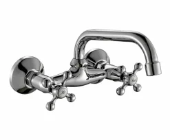Grifo Bimando De Fregadera Mural Rhodas Cromo – 06RHO540CR – AQG