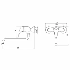 Grifo Cocina De Pared Caño Inferior Alfa – 8148300 – Galindo