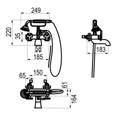 Grifo De Baño-ducha Cromo Con Accesorios – Belmondo – 2441000 – Galindo