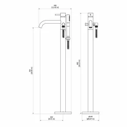 Grifo De Baño-ducha De Pie Trama Con Accesorios Cromo Negro Cepillado – 4971136 – Galindo – LuxCover