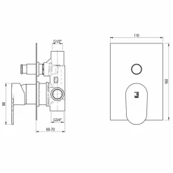 Grifo De Baño-ducha Empotrable 2 Vías Cromo – Nine – 4627400 – Galindo