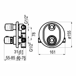 Grifo De Baño-ducha Termostática Empotrable Atlantis 2 Entradas 2 Salidas Redondo Cromo Mate – 7004746100 – Galindo – LuxCover