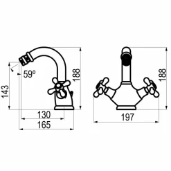 Grifo De Bidet Bimando Cobre Con Desagüe Automático – 1929 – 6226341 – Galindo